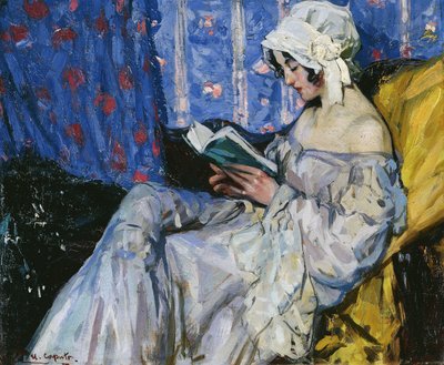 Una chica leyendo en un interior de Ulisse Caputo