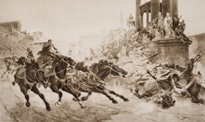 Carrera de carros romanos, ilustración de 