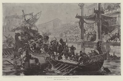 Una espectacular batalla naval romana de Ulpiano Checa y Sanz