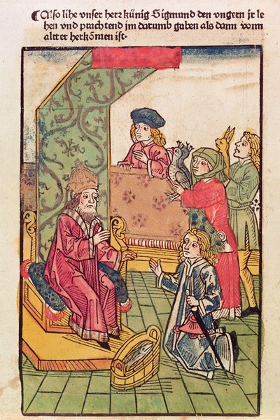 El Emperador Segismundo (1367-1437) de Luxemburgo recibe el homenaje de sus súbditos húngaros, 1483 de Ulrich von Richental