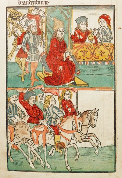 Enfeudamiento del Burgrave de Nuremberg, Friedrich von Hohenzollern, con la Marca de Brandeburgo por el Emperador Segismundo ... de Ulrich von Richental
