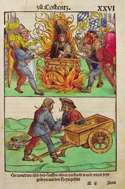 La ejecución de Jan Hus o uno de sus sacerdotes en el Concilio de Constanza de Ulrich von Richental