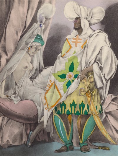 Ilustración de Brunelleschi para Contes et Nouvelles de La Fontaine (litografía en color) de Umberto (after) Brunelleschi