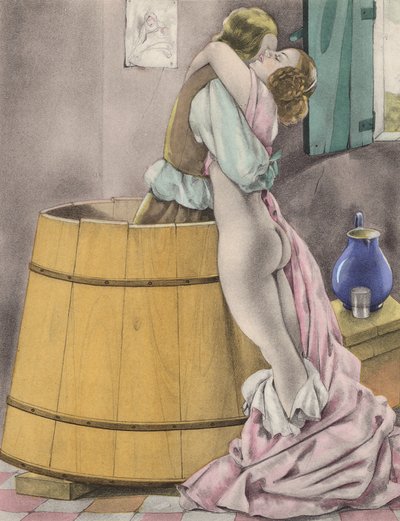 Ilustración de Brunelleschi para Contes et Nouvelles de La Fontaine (litografía en color) de Umberto (after) Brunelleschi