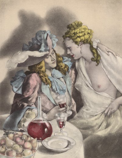 Ilustración de Brunelleschi para Contes et Nouvelles de La Fontaine (litografía en color) de Umberto (after) Brunelleschi