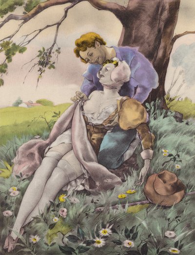 Ilustración de Brunelleschi para Contes et Nouvelles de La Fontaine (litografía en color) de Umberto (after) Brunelleschi