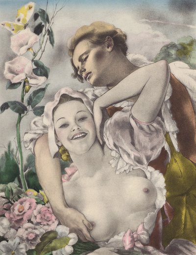 Ilustración de Brunelleschi para Contes et Nouvelles de La Fontaine (litografía en color) de Umberto (after) Brunelleschi