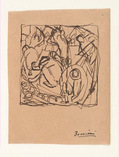 Kompositionsstudie für "Die Straßenpflasterer" de Umberto Boccioni