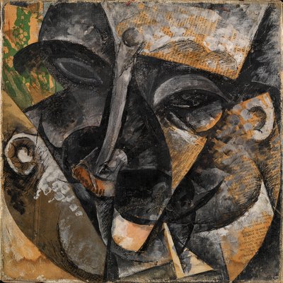 Dinamismo de una cabeza de hombre o Composición de una cabeza de mujer o Descomposición de la cabeza humana o Líneas fuerza la cabeza de un hombre (Dinamismo di una testa di uomo), de Umberto Boccioni de Umberto Boccioni