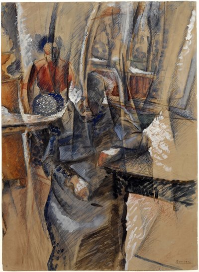 Interior con dos figuras femeninas de Umberto Boccioni