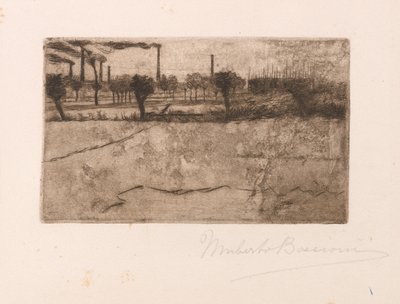 Paisaje con plantas industriales de Umberto Boccioni