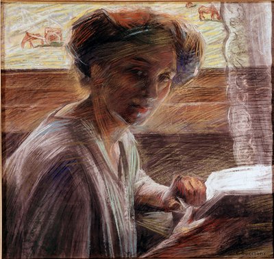 Retrato de la hermana del pintor leyendo de Umberto Boccioni