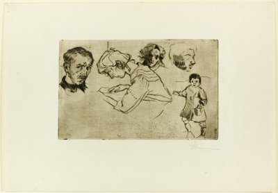 Bocetos de cuatro cabezas y un niño de Umberto Boccioni