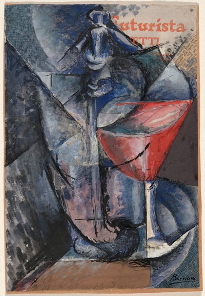 Naturaleza muerta: vaso y sifón de Umberto Boccioni