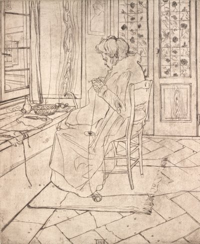 La madre del artista haciendo crochet, 1907 de Umberto Boccioni