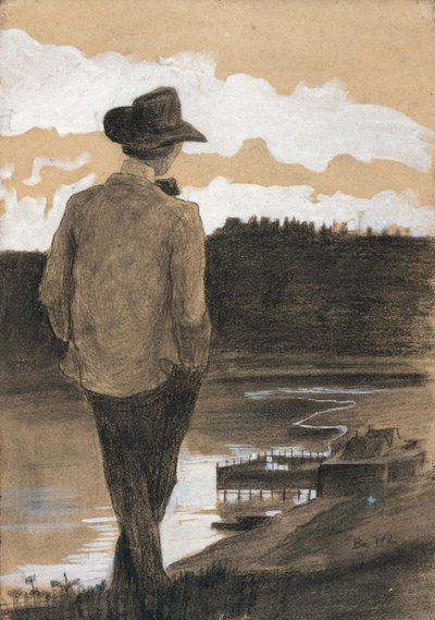 Joven en la orilla de un río, 1902 de Umberto Boccioni