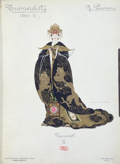 Diseño de vestuario para la ópera "Turandot" de Puccini de Umberto Brunelleschi