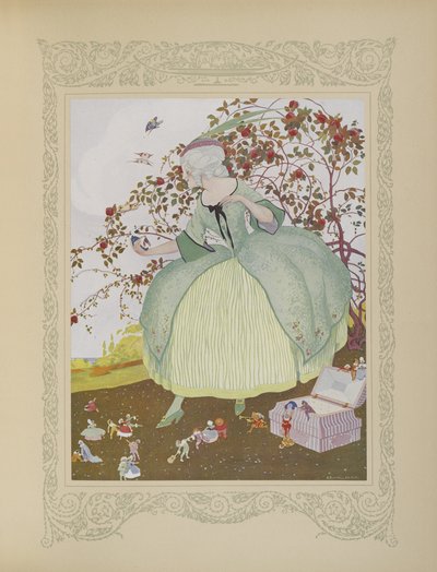 La primera vez que Gracieuse se complació en ver algo tan extraordinario, ilustración de "Contes du Temps Jadis", o "Cuentos de tiempos pasados", p.78 de Umberto Brunelleschi