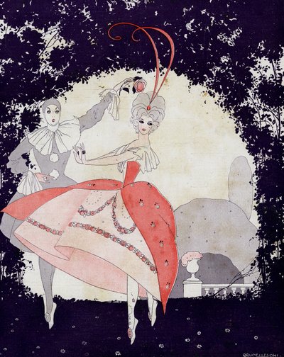 En los jardines de Armide, el ballet de la reina de las rosas - ilustración de la Vie Parisienne de Umberto Brunelleschi