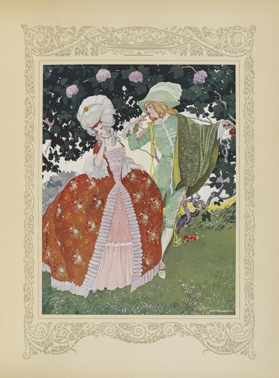 Un paje, gritó la princesa, un paje tiene la audacia de decirme que me ama", ilustración de "Contes du Temps Jadis", o "Cuentos de tiempos pasados", p.66 de Umberto Brunelleschi