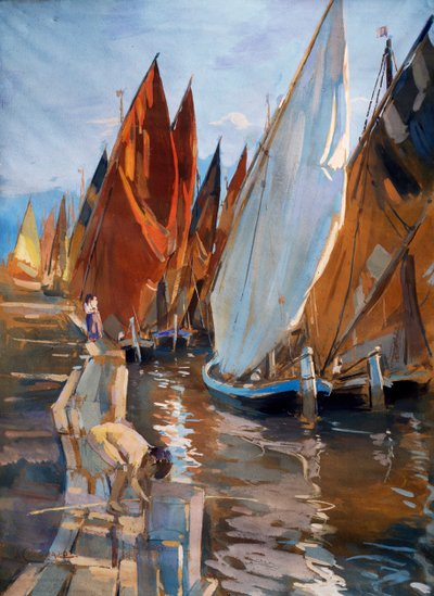 Veleros del Adriático, por Umberto Coromaldi (1870-1948). Italia, siglo XX. de Umberto Coromaldi