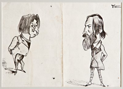 Caricaturas (tinta china sobre papel) de Umberto Tirelli