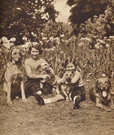 -Y amigos, Princesas Isabel y María en Royal Lodge, Windsor, c1936 1937 de Unbekannt
