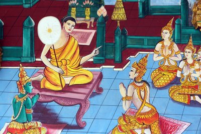 Templo budista Wat Inpeng. Pintura que representa la historia de la vida de Shakyamuni Buda de Unbekannt