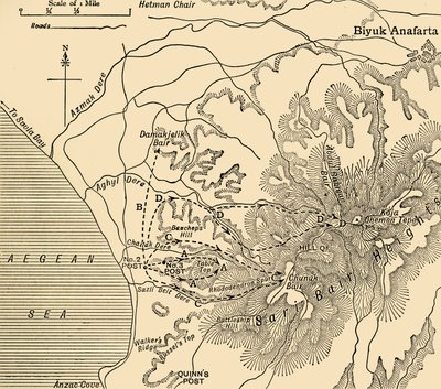 Avance de ANZAC, península de Gallipoli, Primera Guerra Mundial, 1915 de Unbekannt
