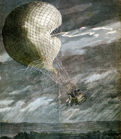 Un globo alcanzado por un rayo cerca de Chicago, Illinois, EE.UU., 1891 de Unbekannt
