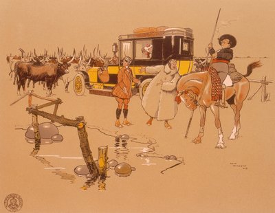 Un coche Berliet atascado en medio del ganado, 1906 de Unbekannt