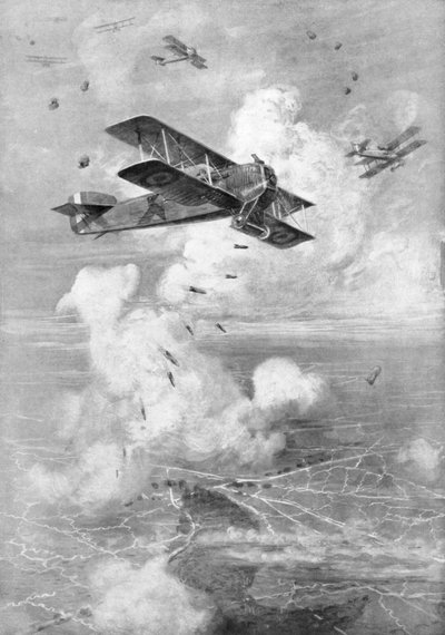 Un bombardero biplano francés Breguet en acción, c. 1917-1926 de Unbekannt