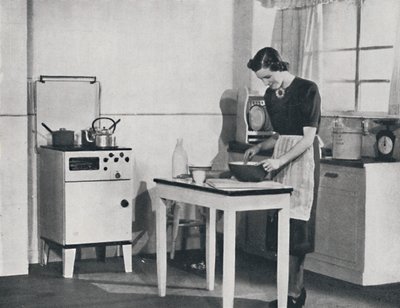 Una cocina británica equipada con una cocina de gas de gabinete, 1942 de Unbekannt