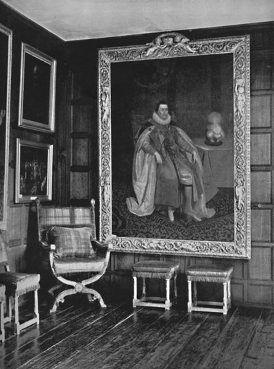 Un rincón de la Galería Leicester, Knole. Con retrato de Jacobo I de Unbekannt