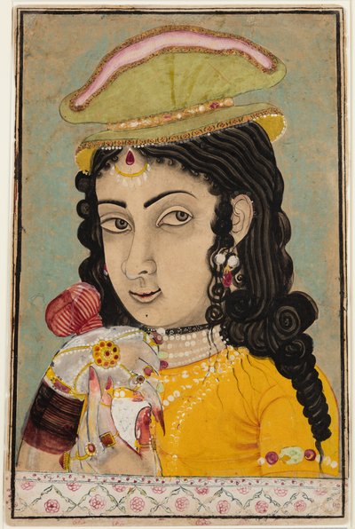 Una dama europea sosteniendo una botella y una taza, c. 1710-20 de Unbekannt