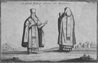 Un obispo griego dando su bendición, c1761 de Unbekannt
