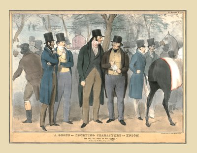 Un grupo de personajes deportivos en Epsom, c. 1832 de Unbekannt