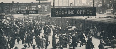 Una escena de vacaciones en la estación de Liverpool Street, 1926 de Unbekannt