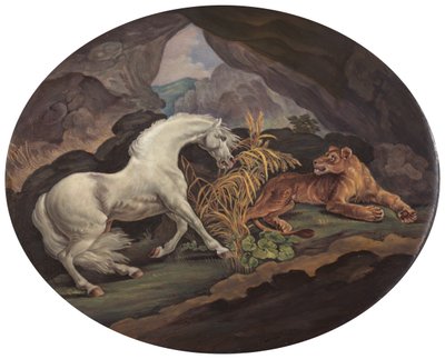 Un caballo asustado por una leona, ca. 1800 de Unbekannt