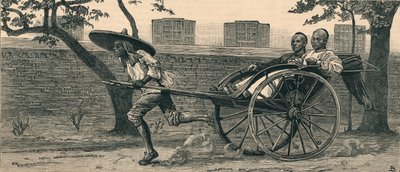 Un Jinriksha, o carro de mano chino, c1883 de Unbekannt