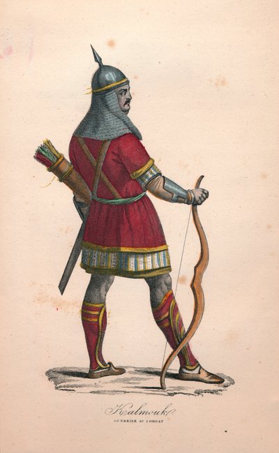 Un guerrero kalmouk en combate, años 1900 de Unbekannt