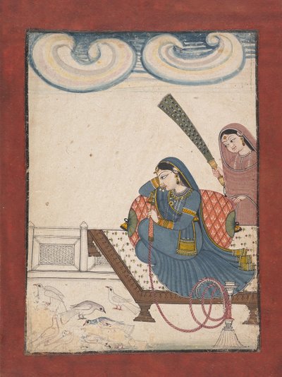 Una dama mirando a las palomas, ca. 1780-1800 de Unbekannt
