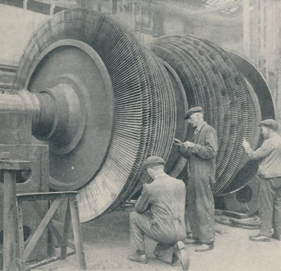 Un rotor de muchas palas para una de las turbinas de baja presión del Queen Mary, 1937 de Unbekannt