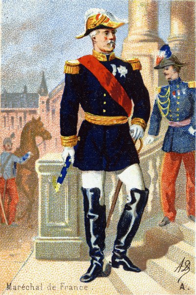 A: Mariscal de Francia. Grabado en "Alfabeto Militar". Iniciales del ilustrador: A. D. Editor desconocido. Cromolitografías finales del siglo XIX. Dim: 10,5x7cm de Unbekannt
