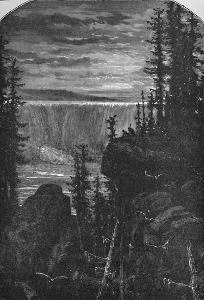 Vista nocturna de las Cataratas del Niágara en tiempos antiguos, 1883 de Unbekannt