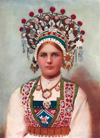 Una chica noruega con vestido de novia, 1912 de Unbekannt