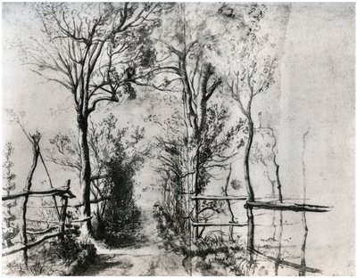 Un Camino Bordeado de Árboles, c1620-1625 de Unbekannt