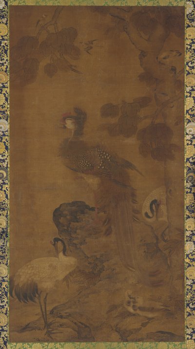 Un fénix y dos grullas bajo un árbol, dinastía Ming, siglos XVI-XVII de Unbekannt