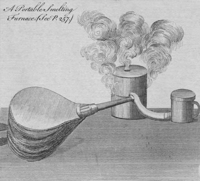 Un horno de fundición portátil, 1761 de Unbekannt