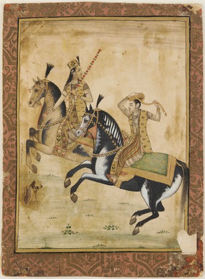 Un príncipe y una princesa a caballo, siglo XVIII de Unbekannt